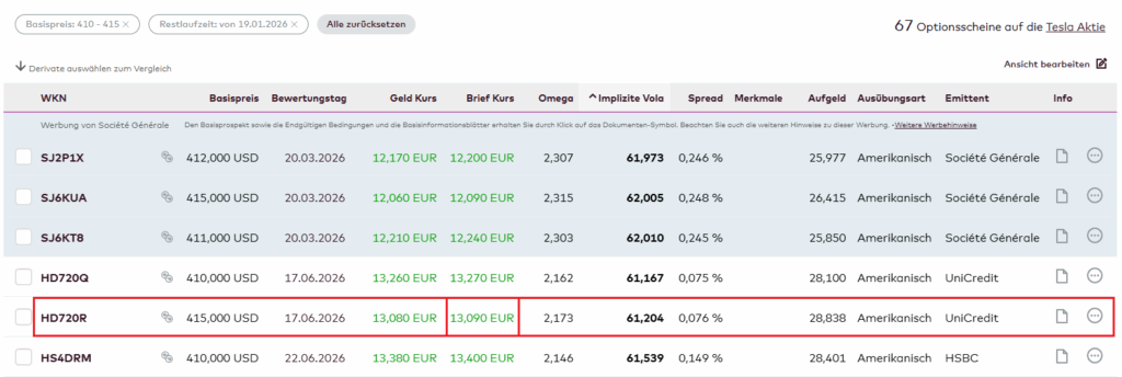 Optionsscheinfinder