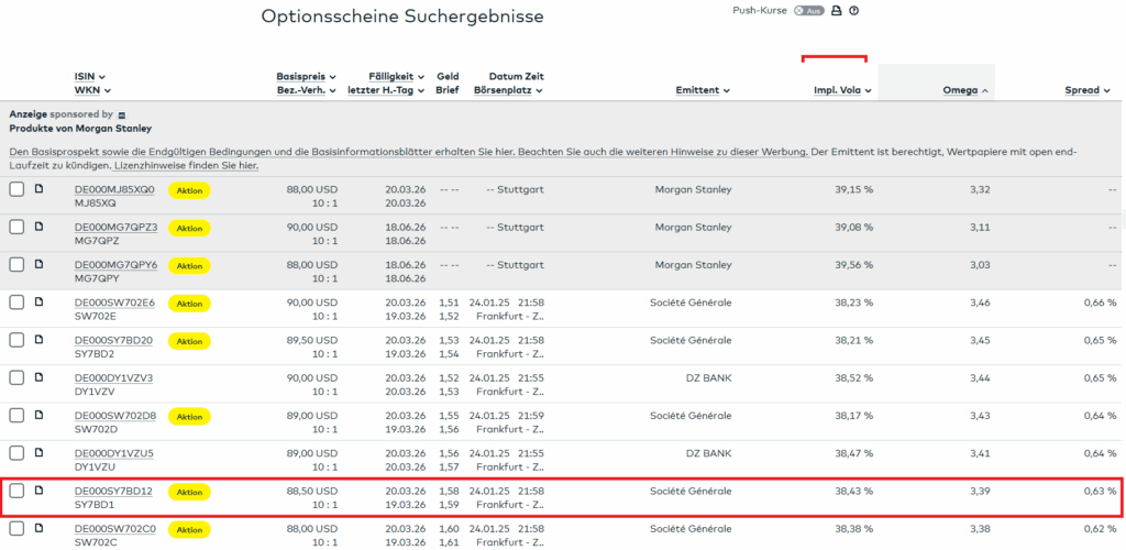 Optionsscheinfinder comdirect