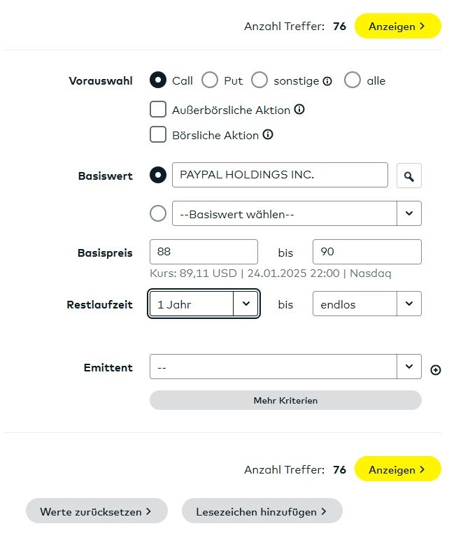 Optionsscheinfinder comdirect